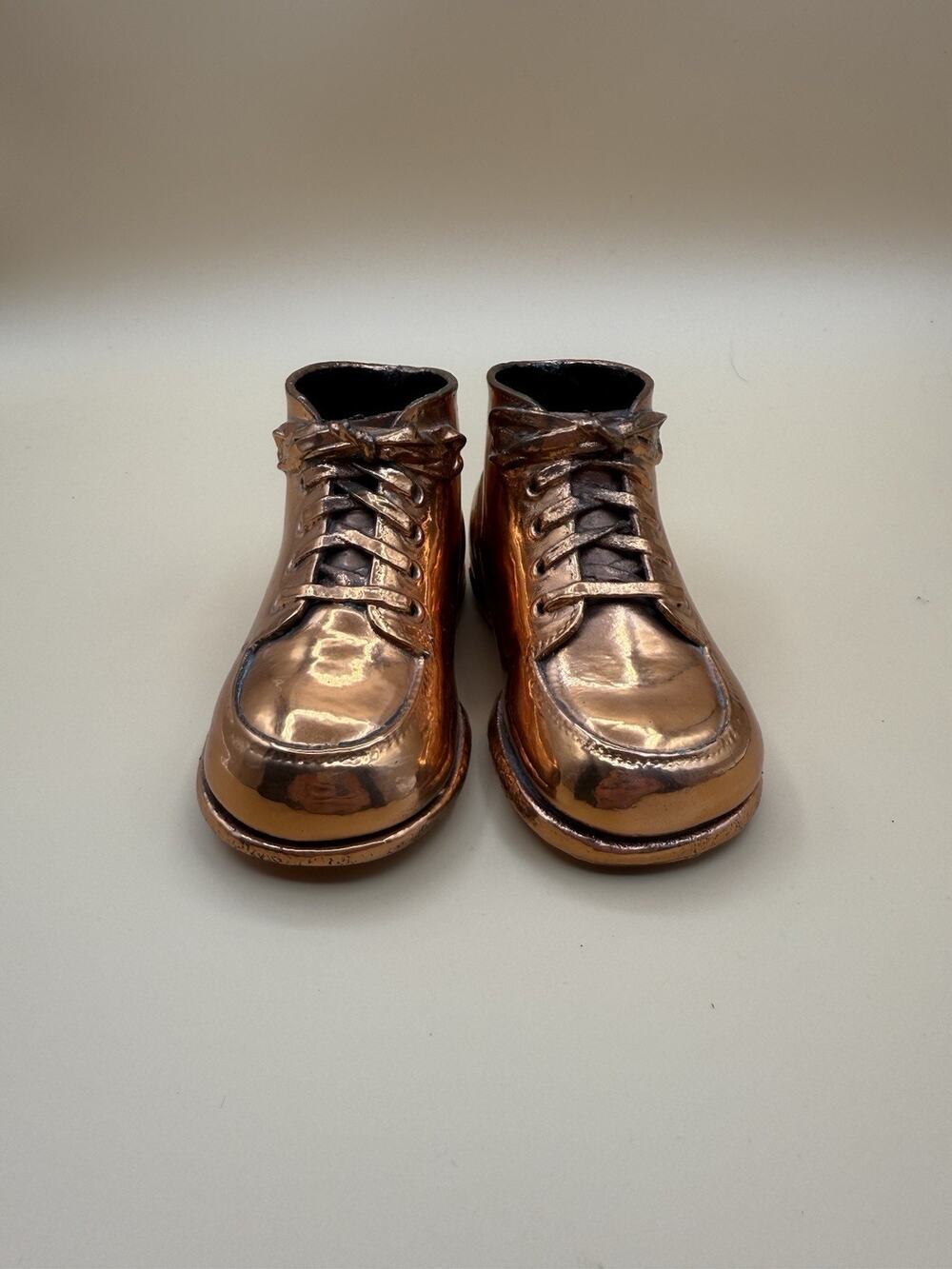 Two Vintage Brass Bronze Copper Plated Baby Shoes Nursery Decor
